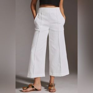 Maeve Anthropologie White Pintucked Wide Leg Pants - NWT!